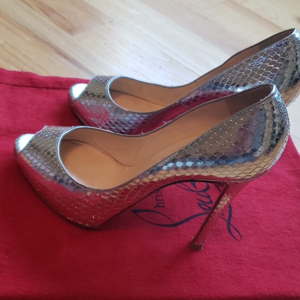Christian Louboutin Python Peep Toe - image 6